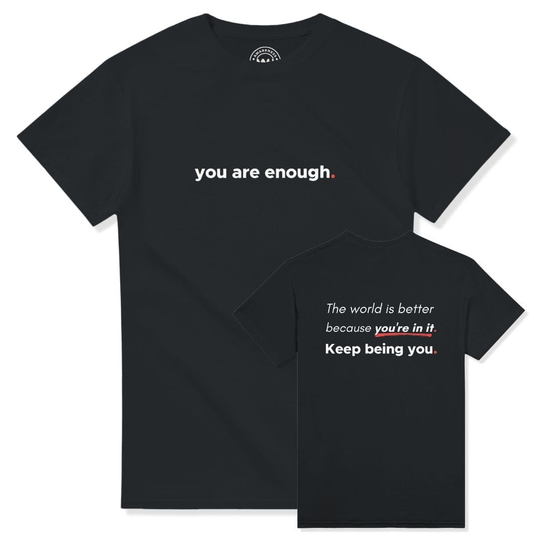 Black T-shirt - "You Are Enough Tee International (Dark)" by MMH Statement Apparel