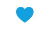 White hand offering a blue heart representing charitable giving and social impact.