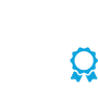 White hoodie with a blue quality badge symbolising comfort and purpose in every product.