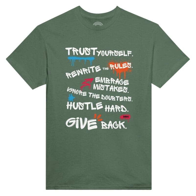 Military Green T-shirt - "Rules for Life - Tee" by MMH Statement Apparel