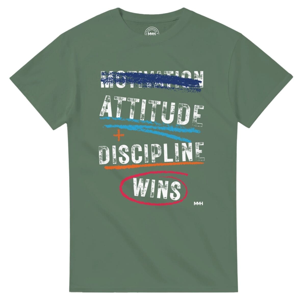 Military Green T-shirt - "Motivation Is Overrated Tee" by MMH Statement Apparel