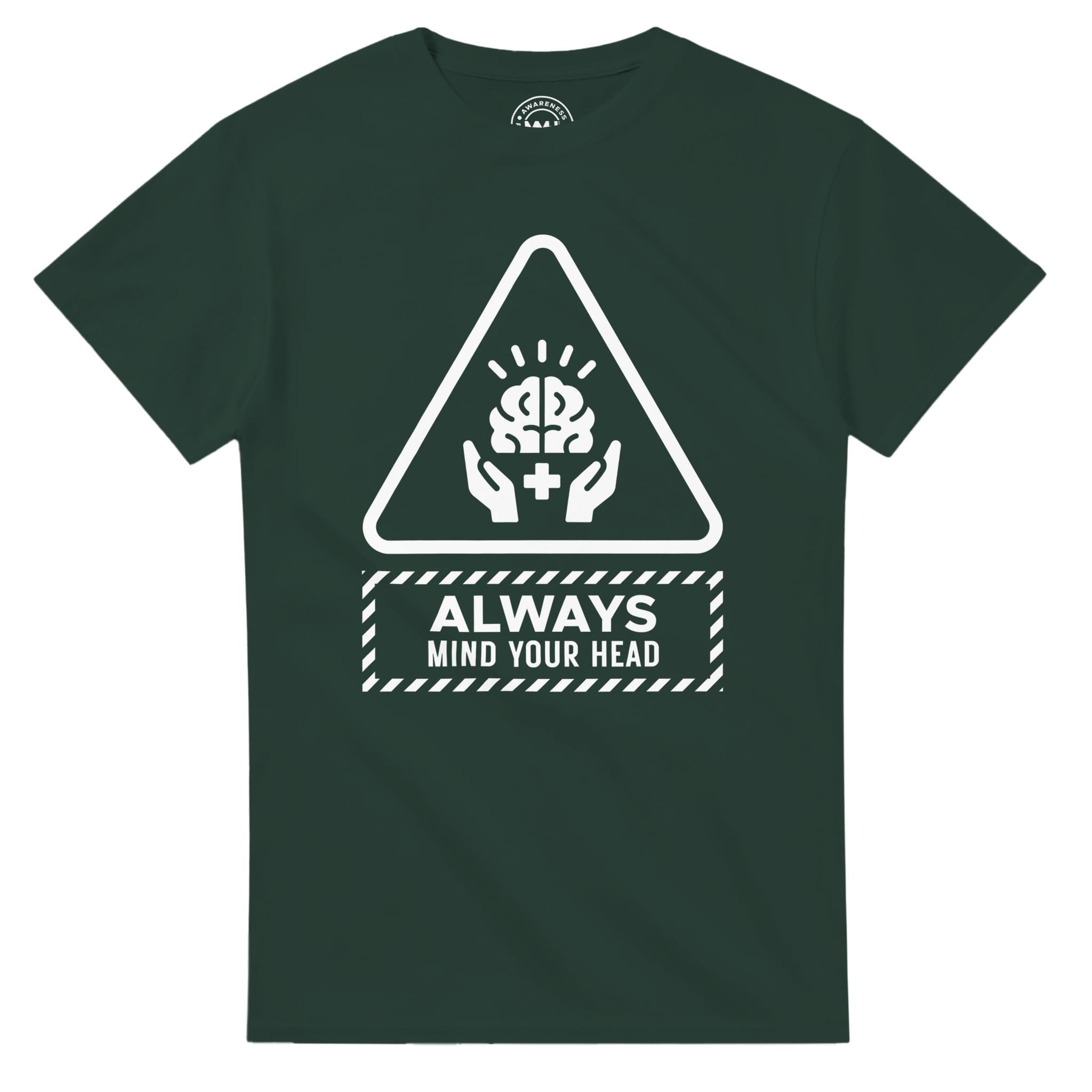 Forest Green T-shirt - "Always Mind Your Head Tee (Brain)" by MMH Statement Apparel