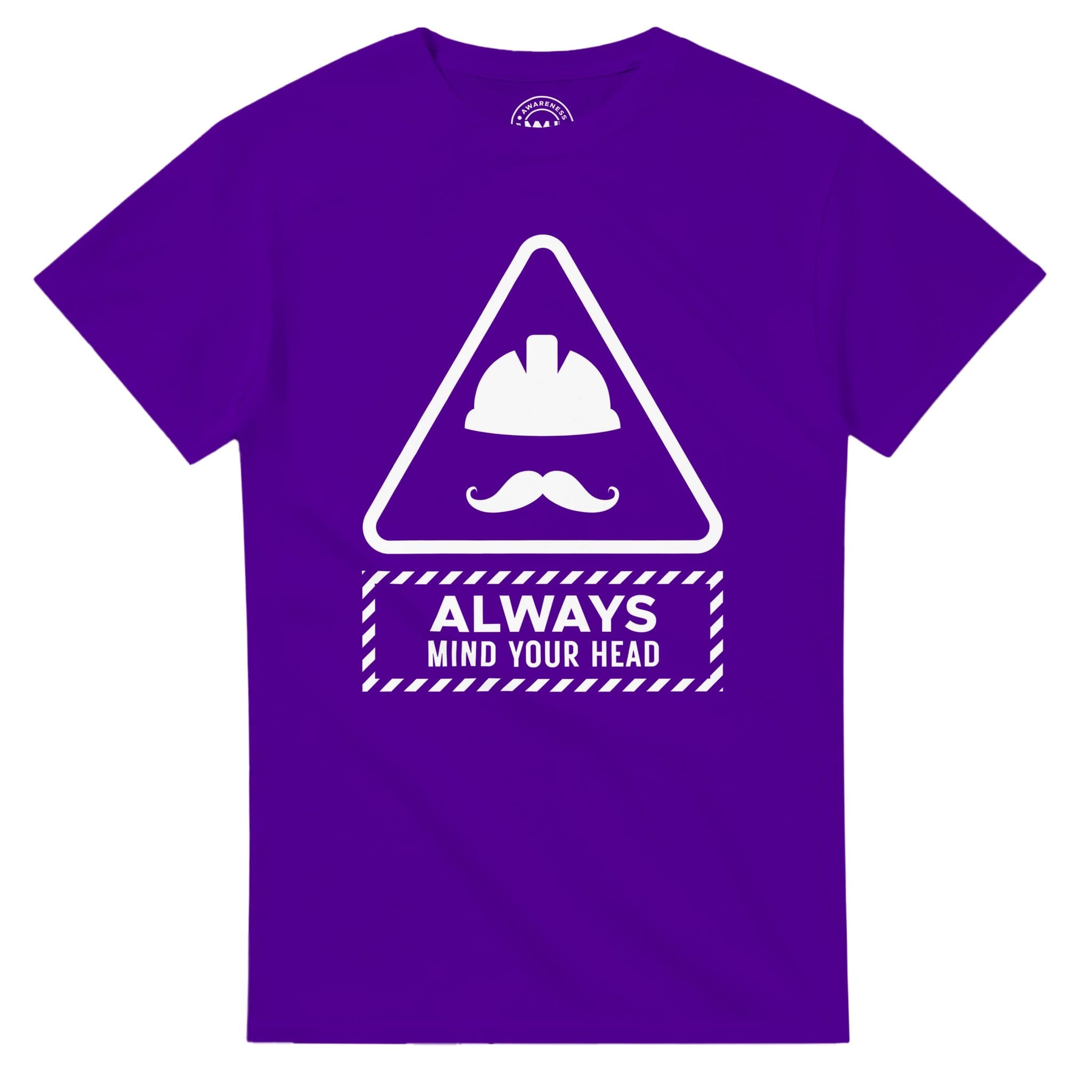 Purple T-shirt - "Always Mind Your Head Tee (Hard Hat)" by MMH Statement Apparel
