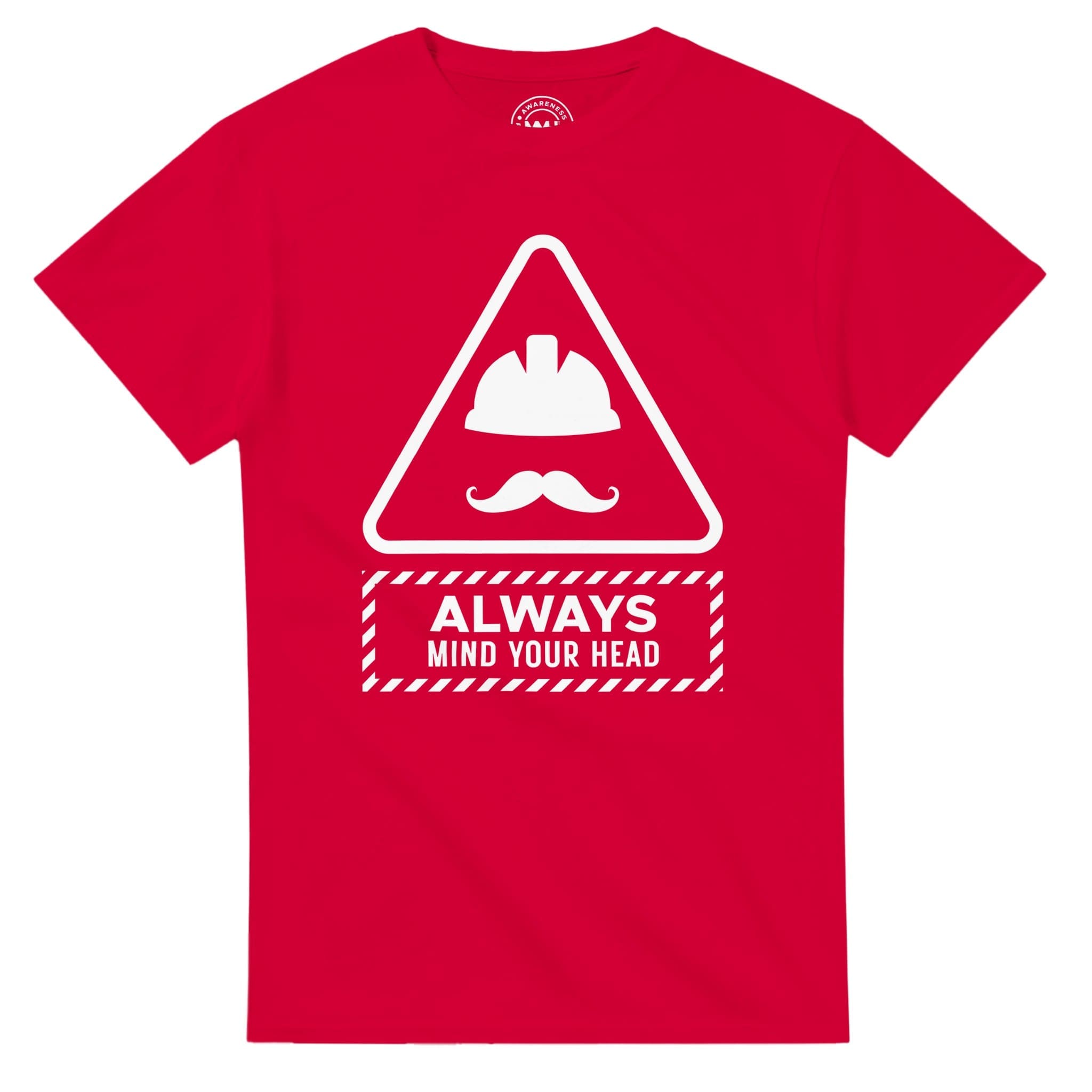 Red T-shirt - "Always Mind Your Head Tee (Hard Hat)" by MMH Statement Apparel