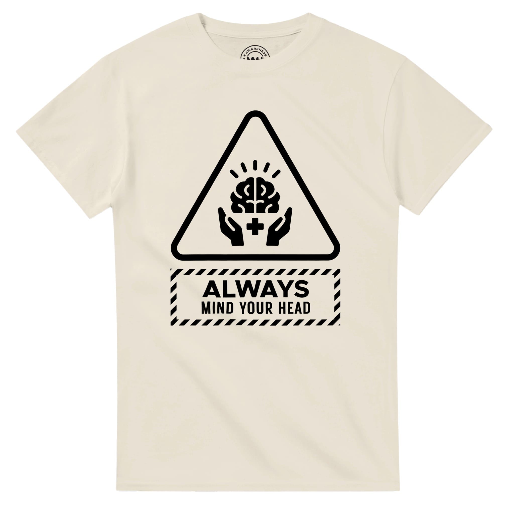 Natural T-shirt - "Always Mind Your Head Tee (Brain)" by MMH Statement Apparel