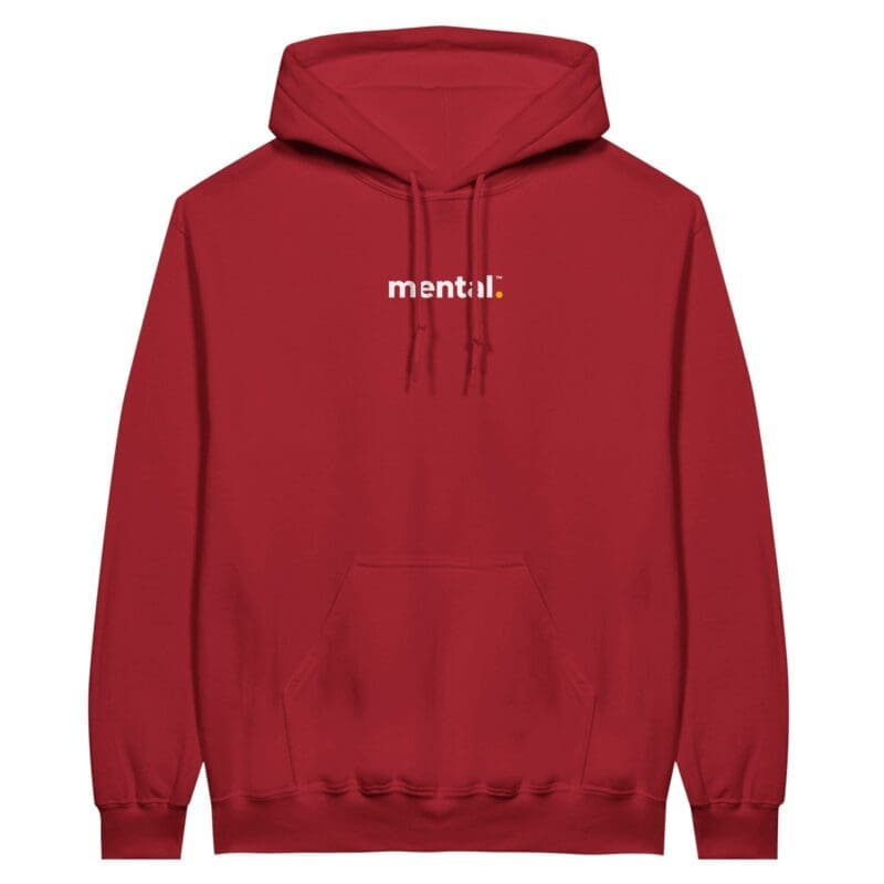 Cherry Red Hoodie - "mental.™ - Hoodie (Neon)" by MMH Statement Apparel