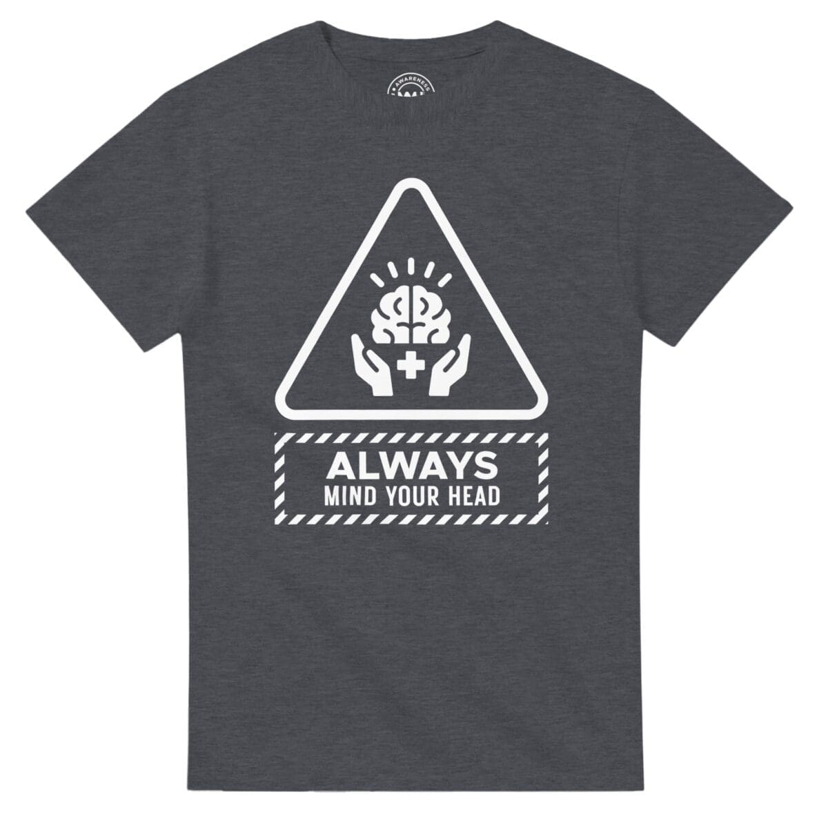 Dark Heather T-shirt - "Always Mind Your Head Tee (Brain)" by MMH Statement Apparel