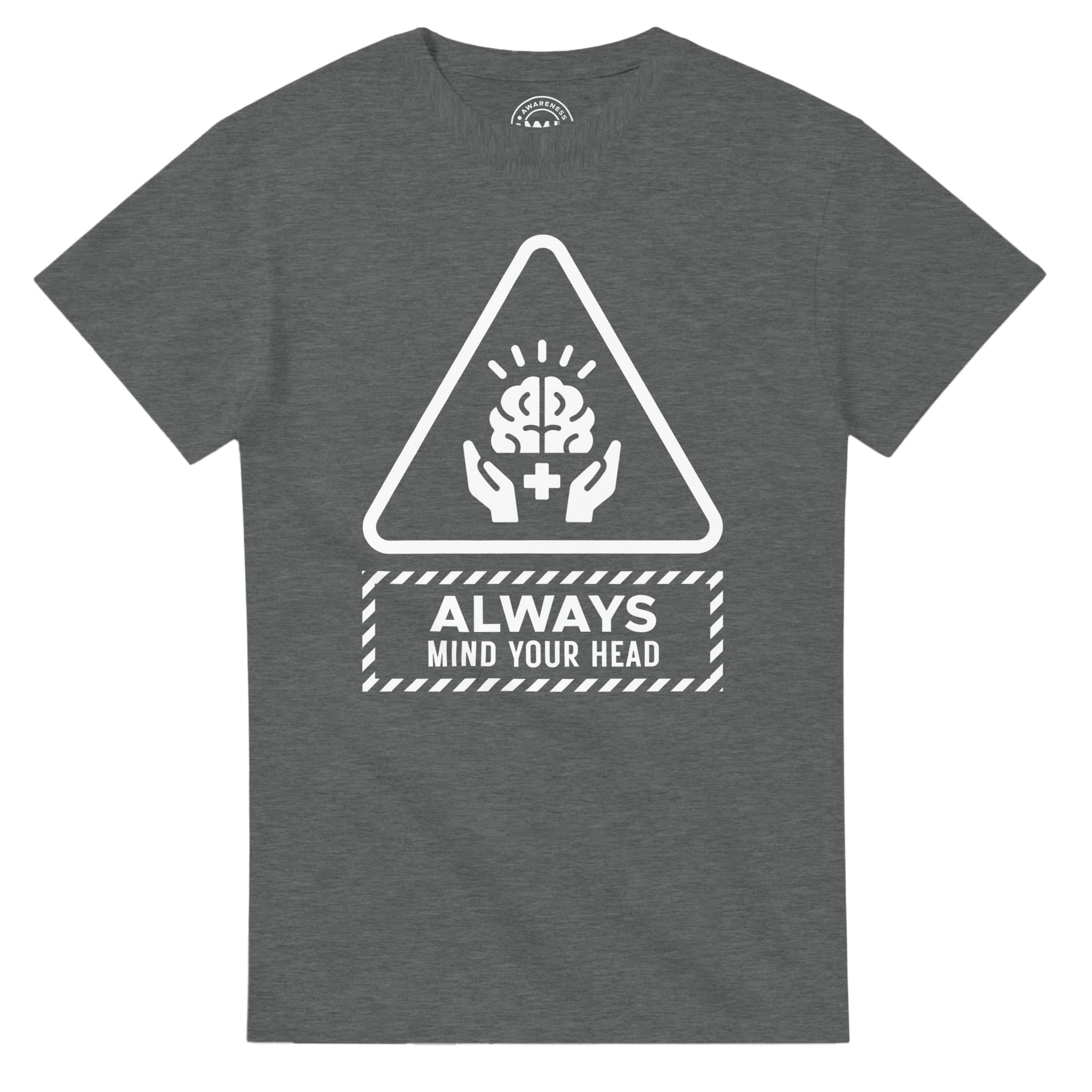 Graphite Heather T-shirt - "Always Mind Your Head Tee (Brain)" by MMH Statement Apparel