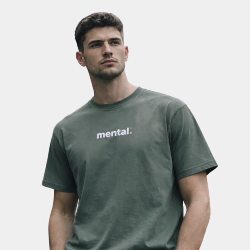 Man wearing a green mental t-shirt