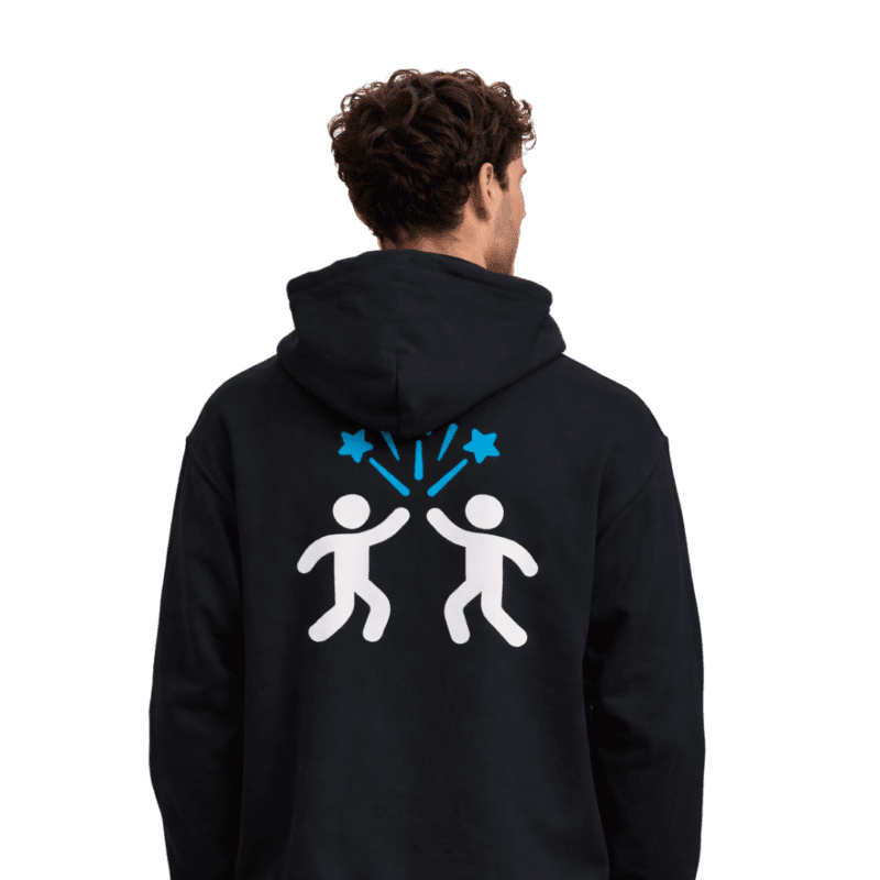 Hoodie with celebratory stick figures design