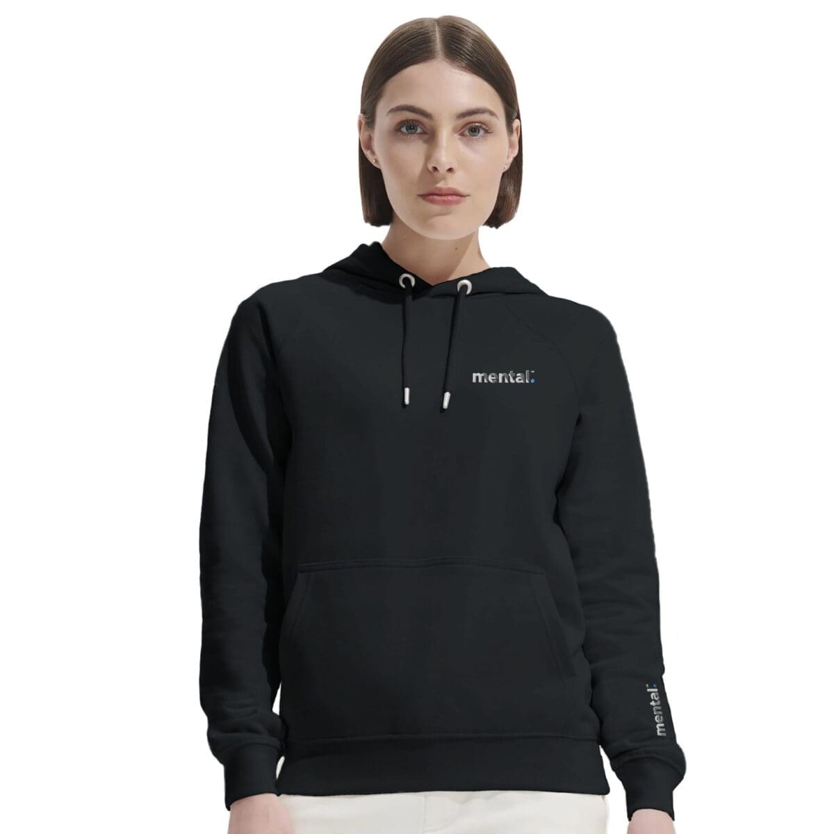 Black Hoodie - "mental.™ Premium Organic Hoodie (Embroidered)" by MMH Statement Apparel