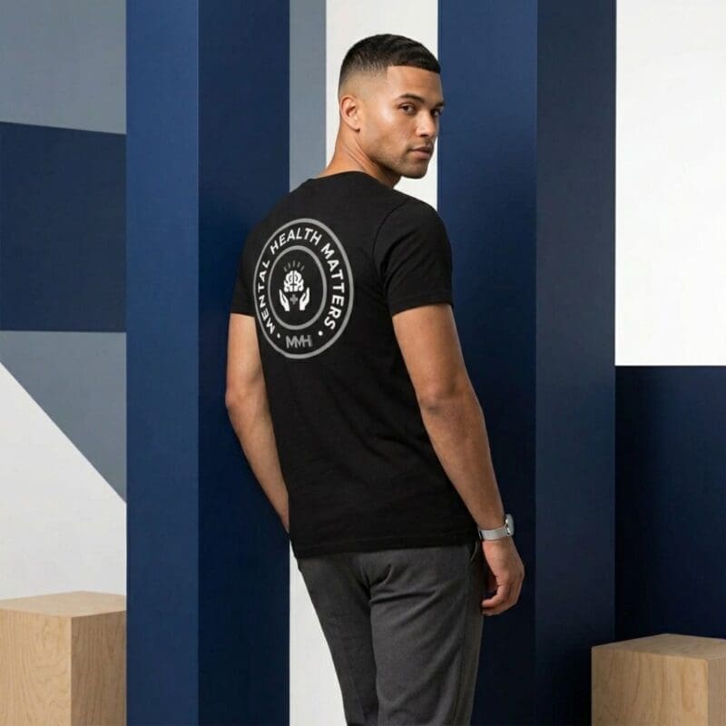 Man wearing Mental Health Matters T-shirt