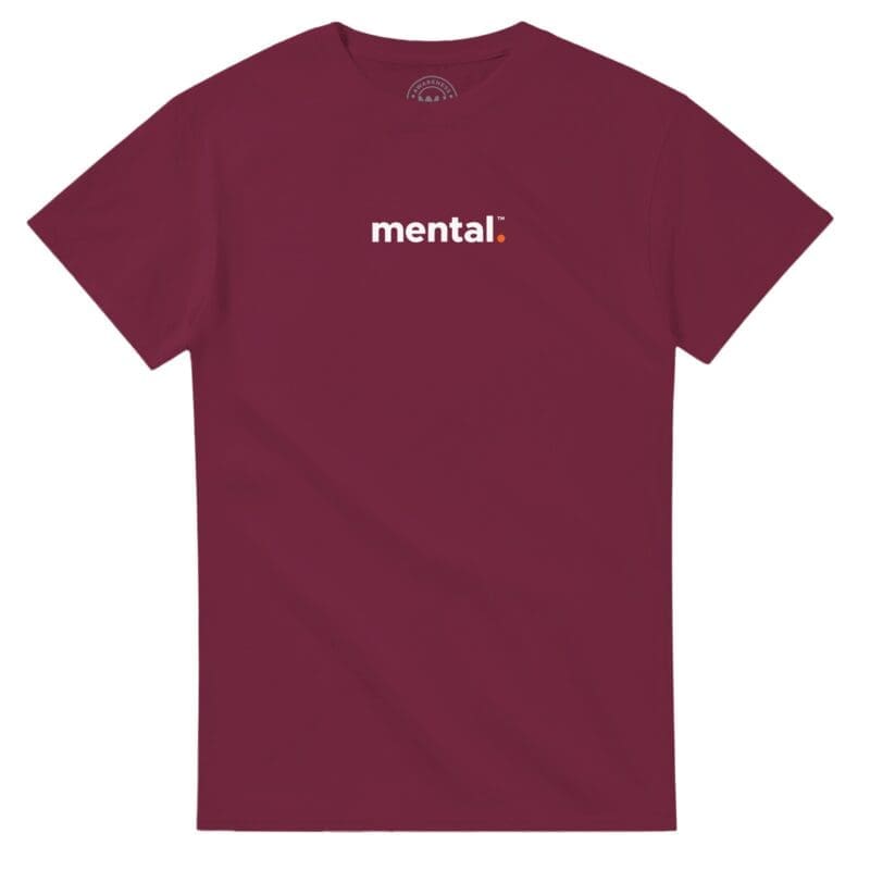 Maroon T-shirt - "mental.™ Tee (Centre - Calm)" by MMH Statement Apparel