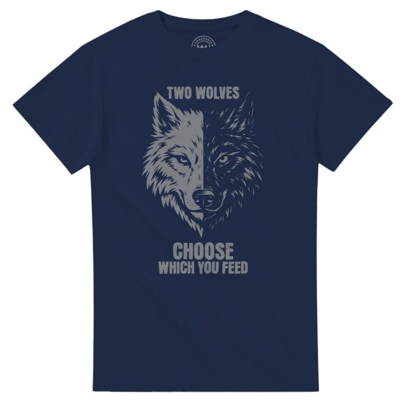 Navy T-shirt - "Two Wolves T-shirt" by MMH Statement Apparel