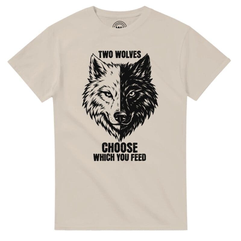 Sand T-shirt - "Two Wolves T-shirt" by MMH Statement Apparel
