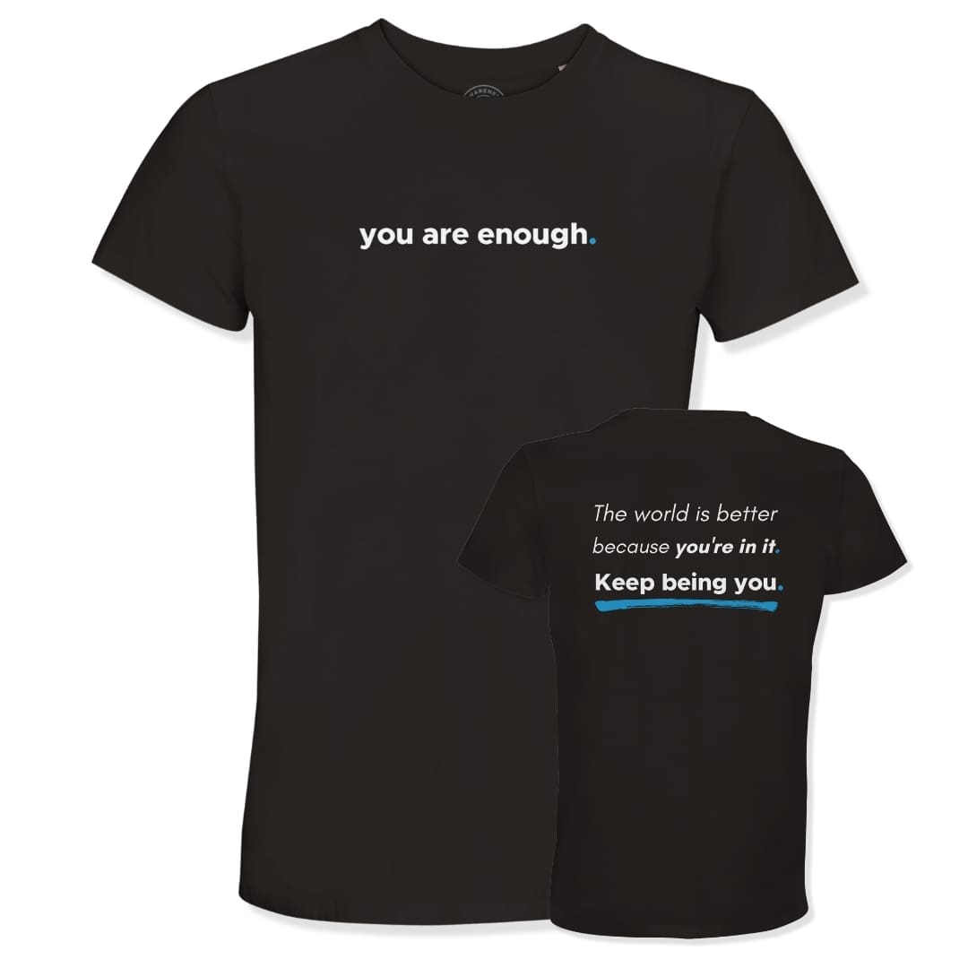 Deep Black T-shirt - "You Are Enough Recycled Blend Tee" by MMH Statement Apparel