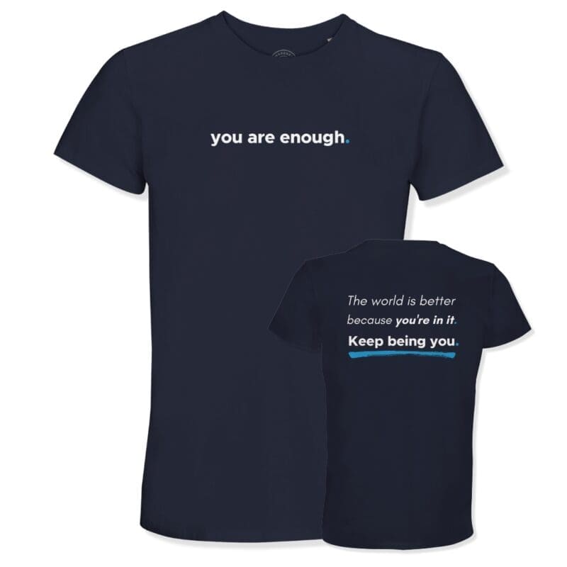 French Navy T-shirt - "You Are Enough Recycled Blend Tee" by MMH Statement Apparel