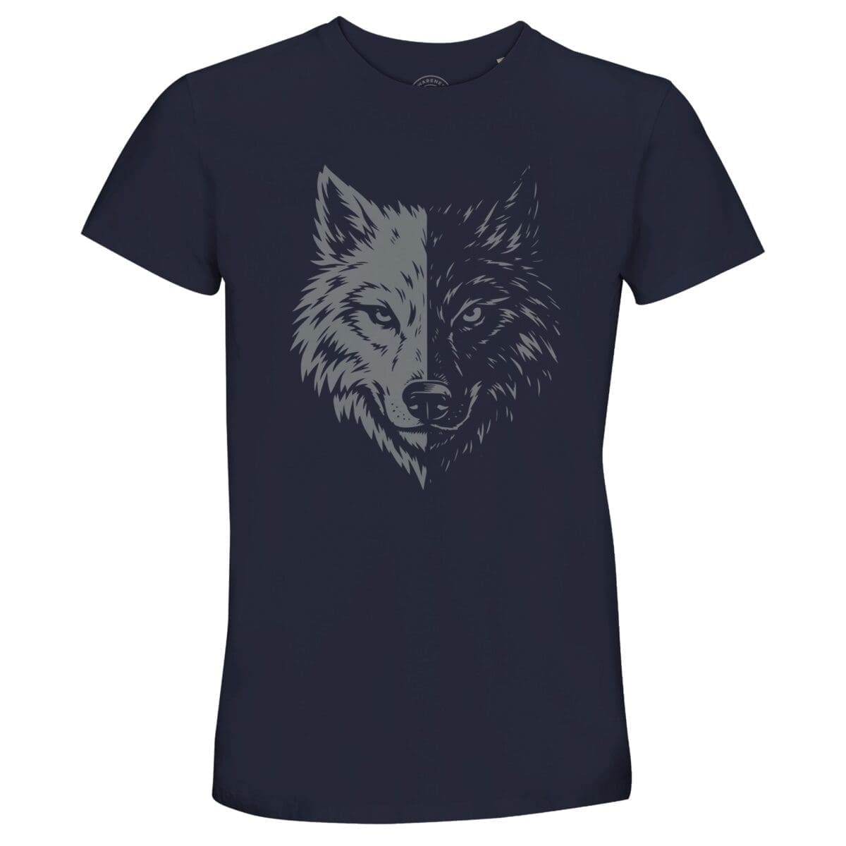French Navy T-shirt - "Two Wolves Recycled Graphic T-shirt" by MMH Statement Apparel