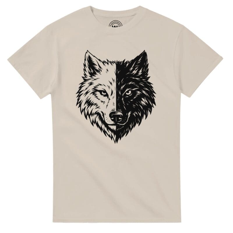 Sand T-shirt - "Two Wolves Graphic T-shirt" by MMH Statement Apparel