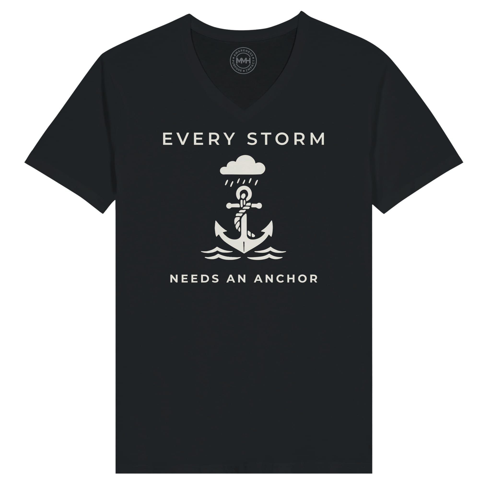 Black Apparel - "Every Storm Needs An Anchor V-Neck" by MMH Statement Apparel