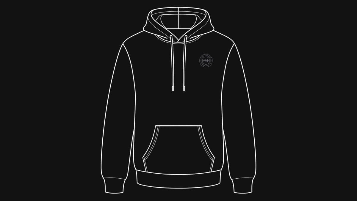 Black pullover hoodie with front pocket illustration