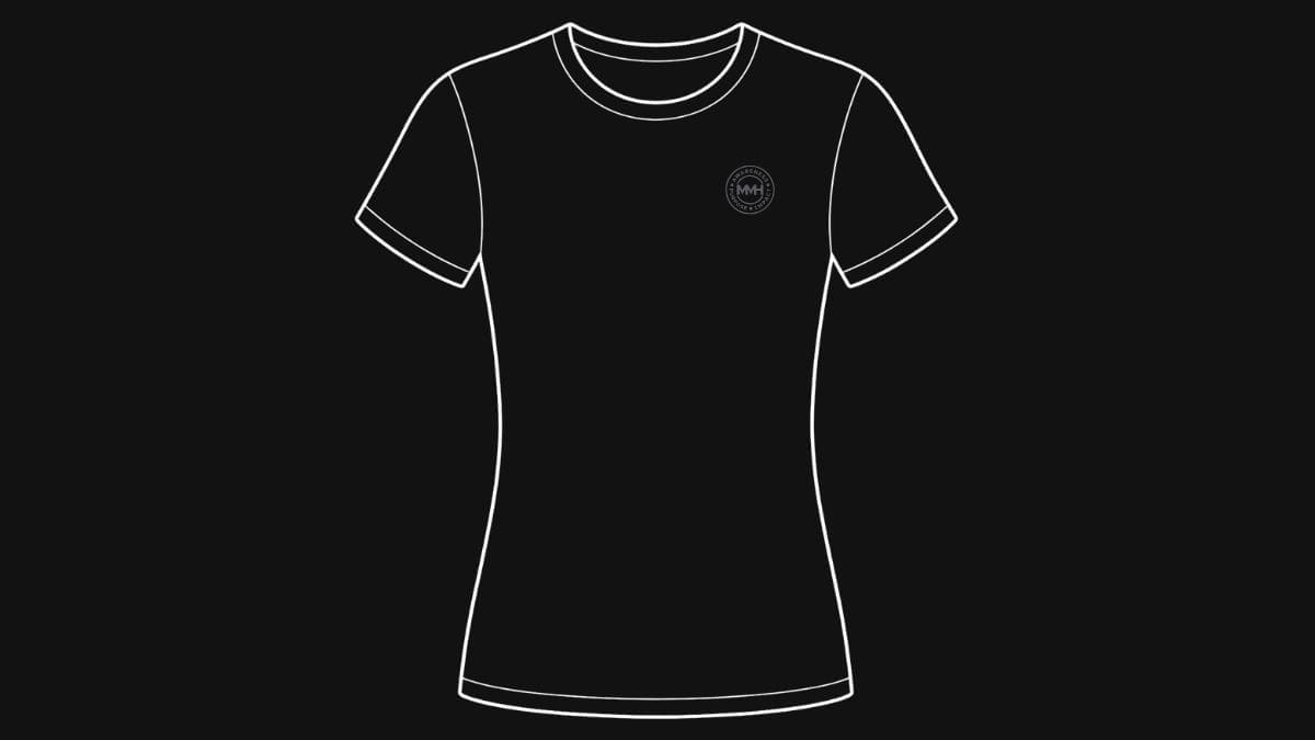 Black short-sleeve T-shirt with small chest logo