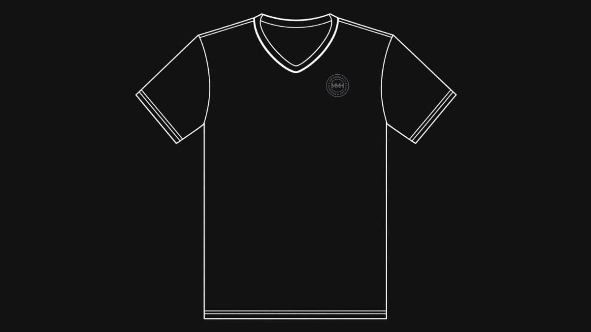 Black V-neck T-shirt with small chest logo