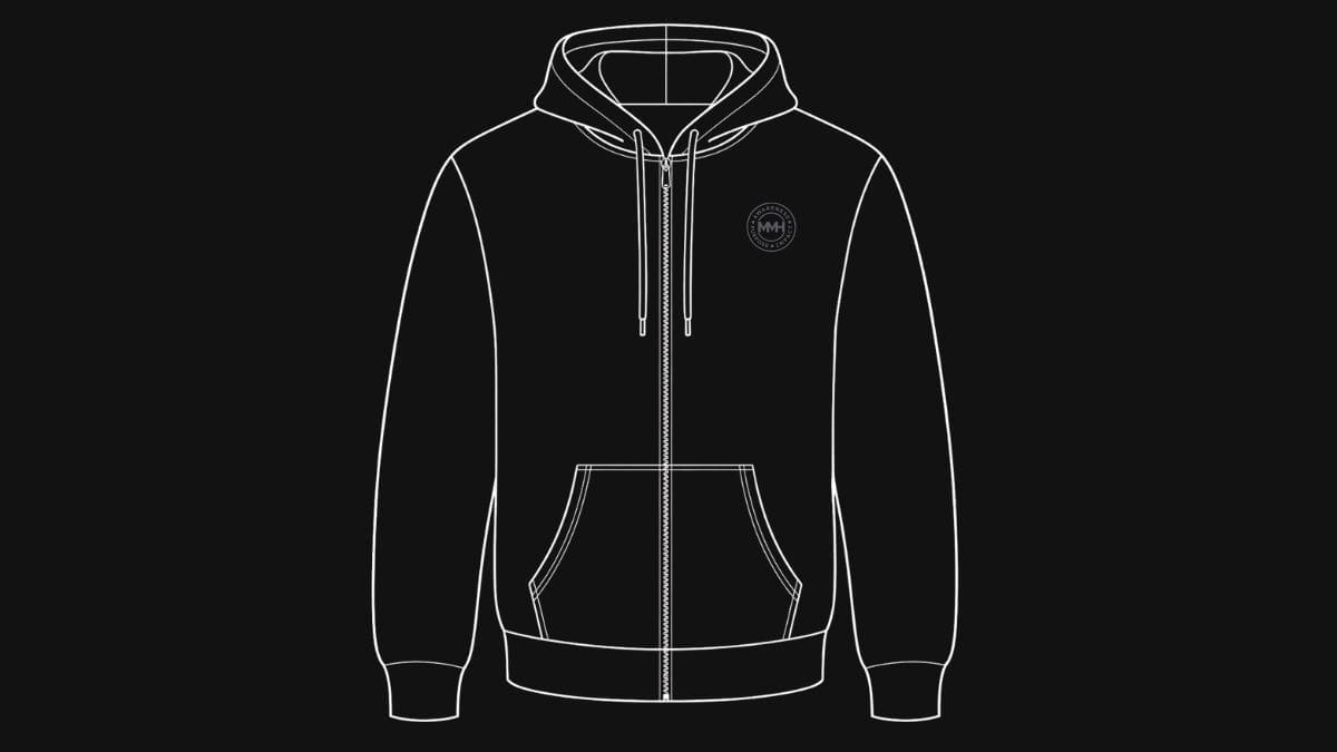 Black zip-up hoodie with front pockets