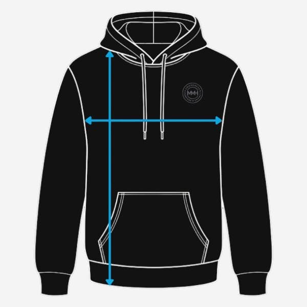 Diagram of hoodie measurements