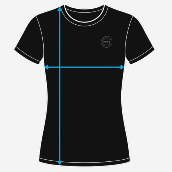 Black T-shirt with measurement lines