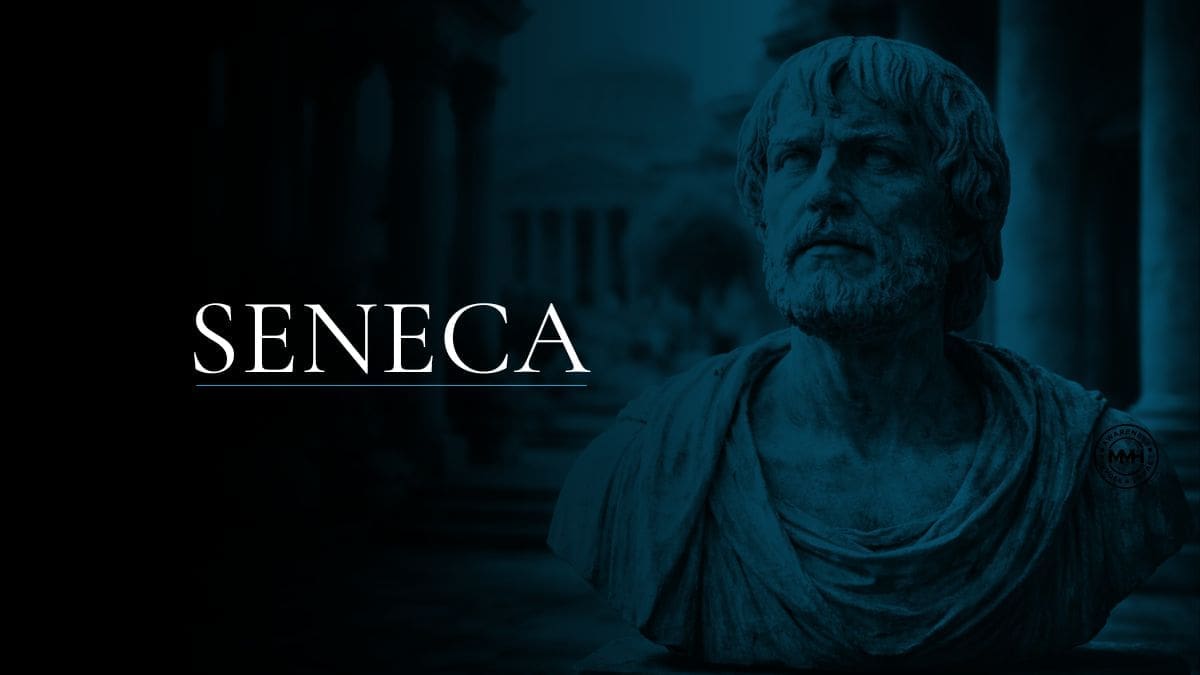 Seneca statue with ancient background