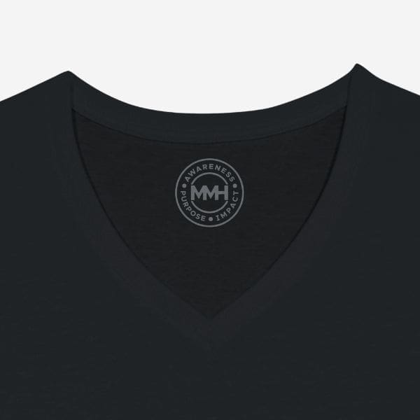Black V-neck T-shirt with inner logo detail
