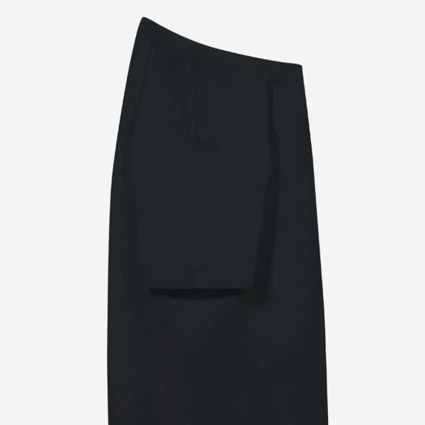 Black layered midi skirt on white background