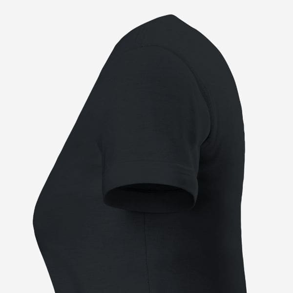 Side view of plain black short-sleeve T-shirt