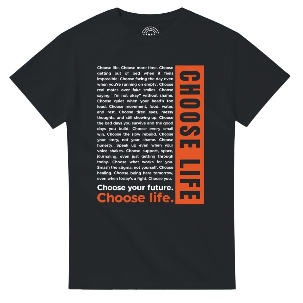Black T-shirt - "The Choose Life Monologue Tee" by MMH Statement Apparel