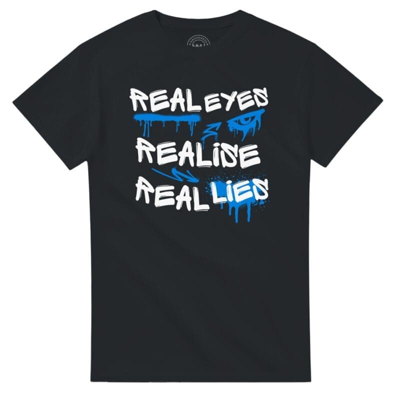 real eyes realise real lise black graphic tshirt